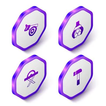 Set Isometric Hand saw and log, Grapple crane grabbed, Electric circular and  Illustrazione stock