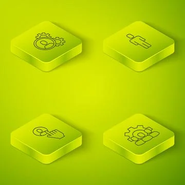 Set Isometric Head hunting, , Project team base and icon. Vector Stock Illustration