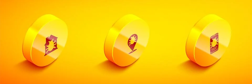 Set Isometric House system bug, System and on mobile icon. Vector Illustrazione stock