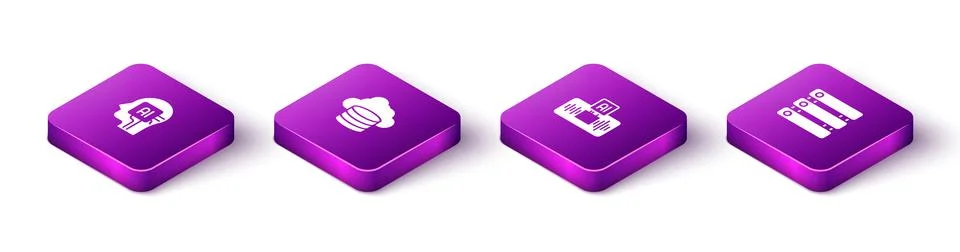 Set Isometric Humanoid robot, Cloud database, Artificial intelligence AI and Stockillustratie