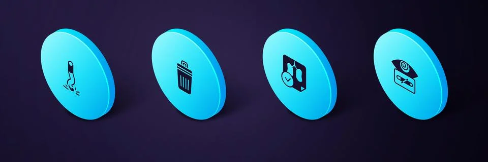 Set Isometric Hypnosis, Lungs x-ray diagnostics, Trash can and Cigarette bu.. Stock Illustration