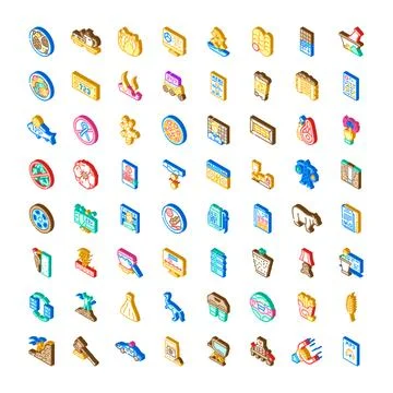 Set of isometric icons for various applications Stock Illustration