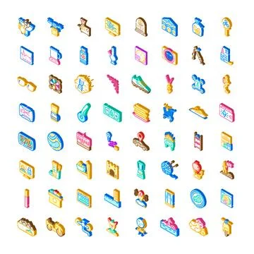 Set of isometric icons for various concepts Illustrazione stock