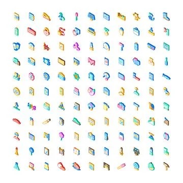 Set of isometric icons various objects pictograms 스톡 일러스트
