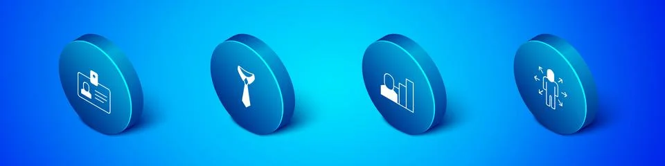 Set Isometric Identification badge, Productive human, Multitasking manager Stockillustratie