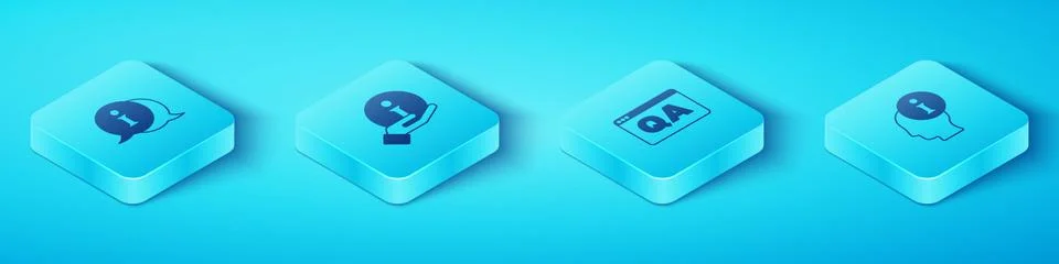 Set Isometric Information, , and Question and Answer icon. Vector Stock Illustration