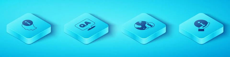 Set Isometric Information, Question and Answer, and icon. Vector Stock Illustration