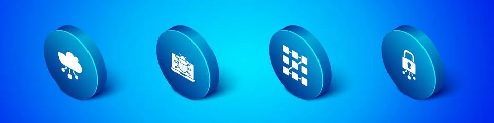 Set Isometric Internet of things, Graphic password protection, Cyber security Stock Illustration