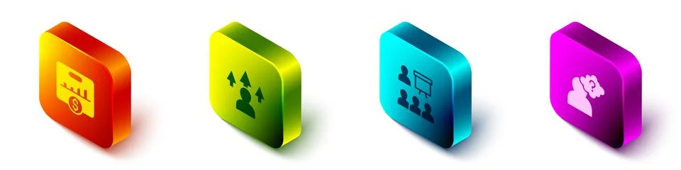 Set Isometric Key performance indicator, Front end development, Training イラスト素材