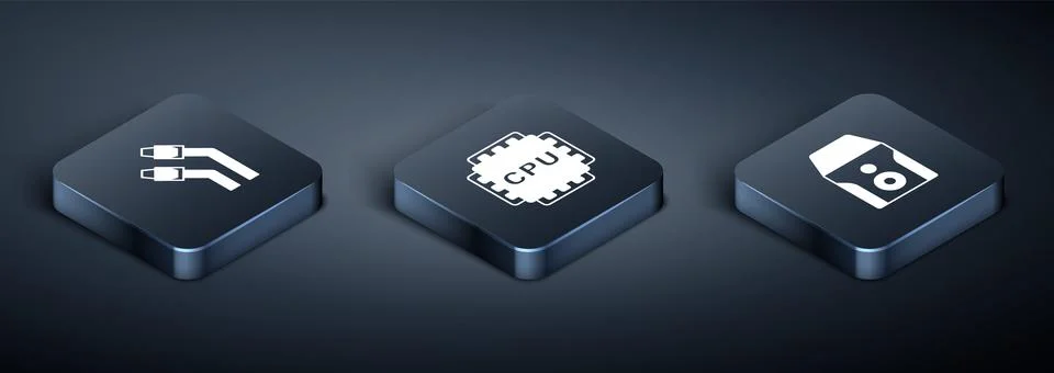 Set Isometric LAN cable network internet, Uninterruptible power supply and Stockillustratie