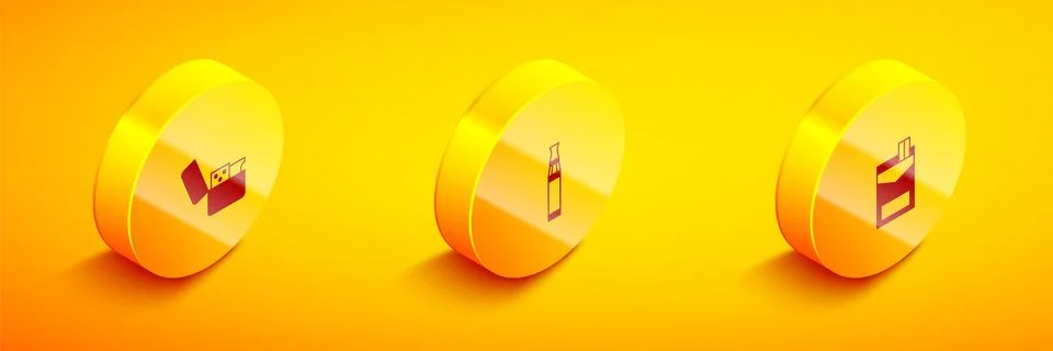 Set Isometric Lighter, Electronic cigarette and Cigarettes pack box icon. V.. Stock Illustration