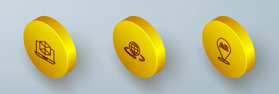 Set Isometric line 3d modeling, and Augmented reality AR icon. Vector Stock Illustration