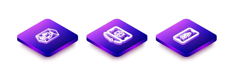 Set Isometric line 3d modeling, and Augmented reality AR icon. Vector Stock Illustration