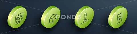 Set Isometric line 3D printer software, Isometric cube, model and icon. Vector Illustrazione stock
