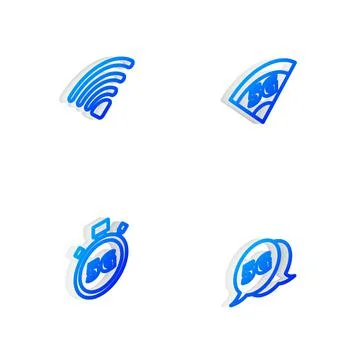 Set Isometric line 5G network, Wi-Fi wireless, Digital speed meter and icon Stock Illustration