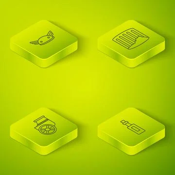 Set Isometric line Ancient column, chariot, Bottle of olive oil and Helmet with Ilustración de archivo