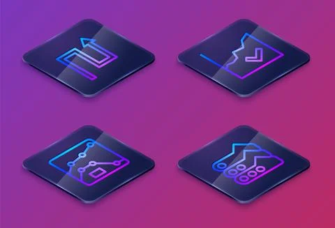Set Isometric line Arrow, Graph, chart, diagram, Financial growth increase and 스톡 일러스트