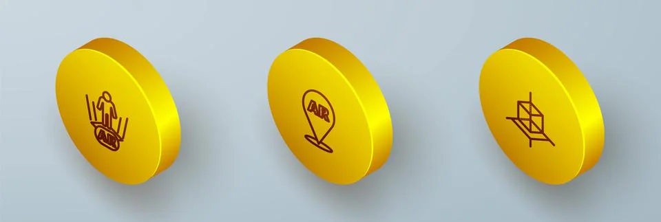 Set Isometric line Augmented reality AR, and 3d modeling icon. Vector Illustrazione stock