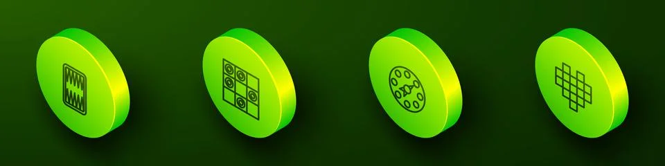 Set Isometric line Backgammon board, Board game of checkers, Twister and Pixel Illustrazione stock