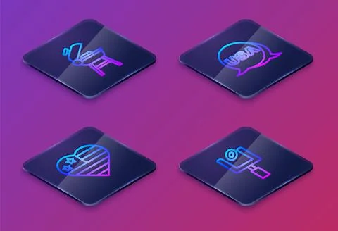 Set Isometric line Barbecue grill, USA Independence day, and American football Ilustración de archivo