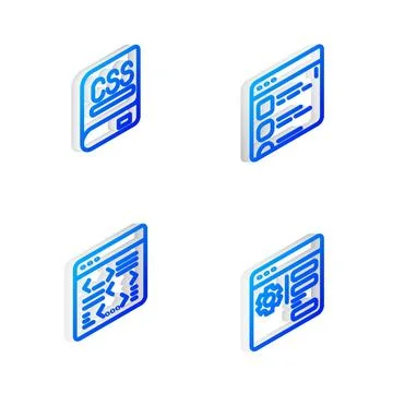 Set Isometric line Browser files, Books about programming, Software and set.. Stock Illustration