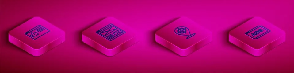 Set Isometric line Browser window, , Target sport and Advertising icon. Vector イラスト素材