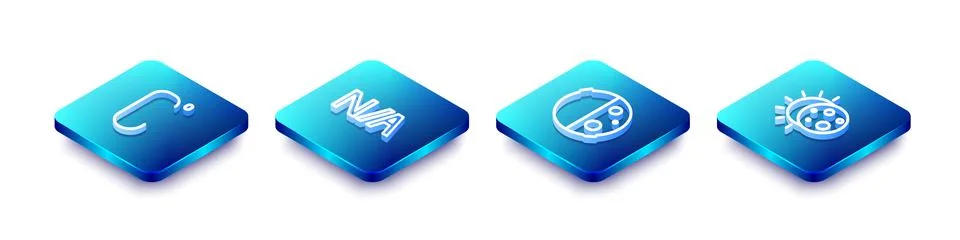 Set Isometric line Celsius, Not applicable, Eclipse of the sun and icon. Vector Ilustração Stock