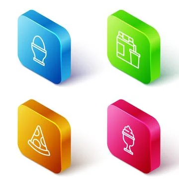 Set Isometric line Chicken egg on stand, Online ordering delivery, Slice of.. Stock Illustration