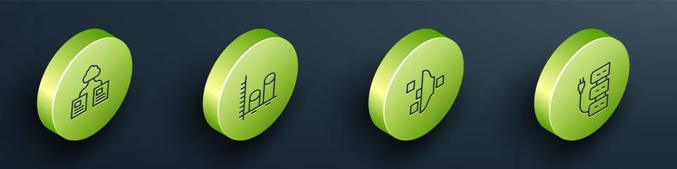 Set Isometric line Cloud technology data transfer, Data analysis, Filter sett Stock Illustration