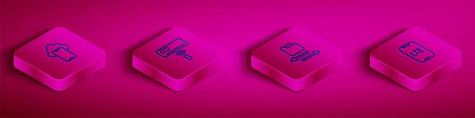 Set Isometric line Cloud technology data Air conditioner Transfer files and L Stock Illustration