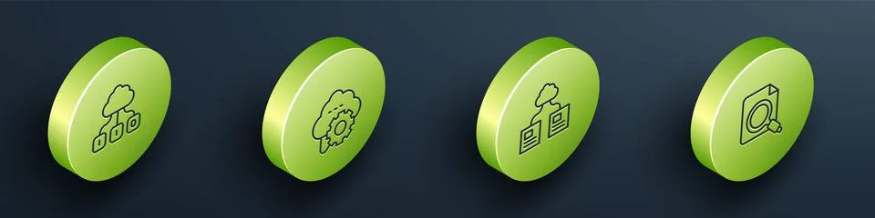 Set Isometric line Cloud technology data transfer, ,  and Search concept wi.. Stockillustratie