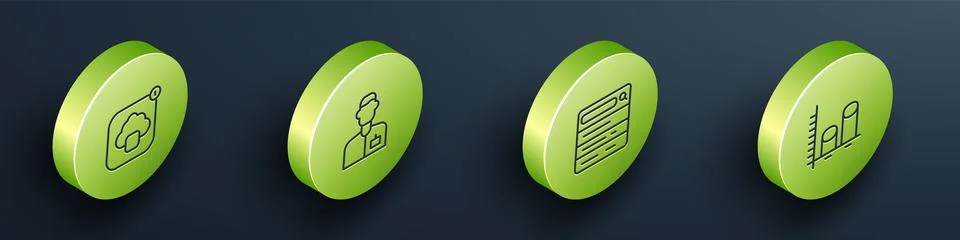 Set Isometric line Cloud technology data transfer, Analyst engineer, Search.. Stock Illustration