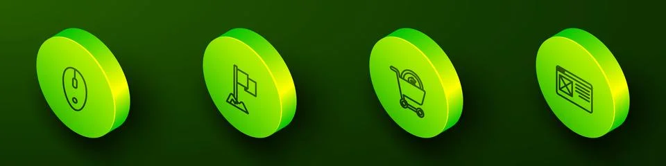Set Isometric line Computer mouse, Location marker, Shopping cart and dollar and イラスト素材