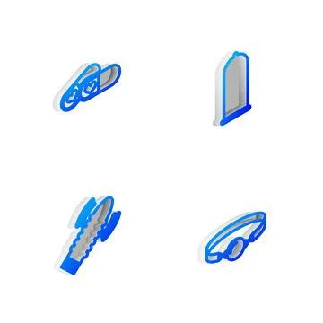 Set Isometric line Condom safe sex, Pills for potency, Dildo vibrator games a Illustrazione stock
