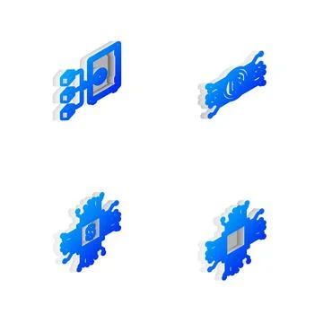 Set Isometric line Cryptocurrency bitcoin in circuit, Proof of stake, Processor 스톡 일러스트