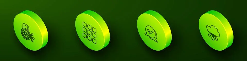 Set Isometric line Cyber security, Graphic password protection, Check mark in Ilustración de archivo