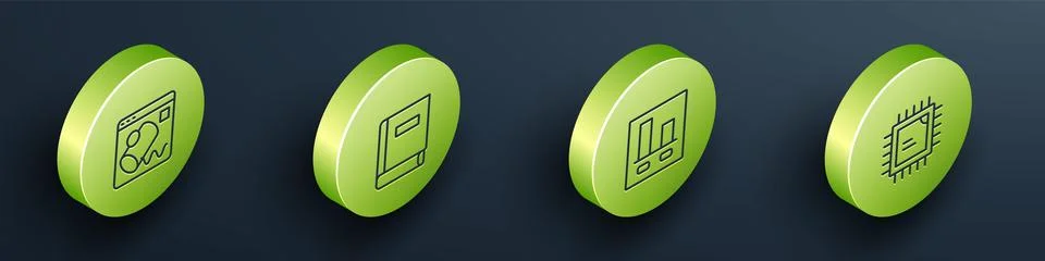 Set Isometric line Data visualisation, Science book, Graph chart infographi.. Stock Illustration