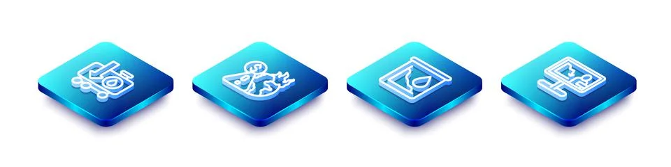 Set Isometric line Drop in crude oil price, Global economic crisis, and news Stock Illustration