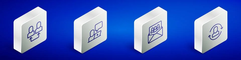 Set Isometric line Exchange work, Freelancer, Project team base and  icon. .. Stockillustratie