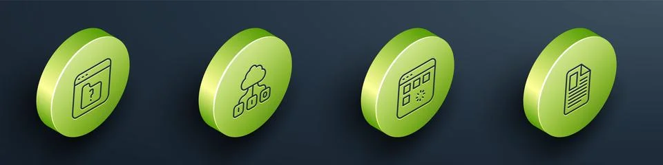 Set Isometric line File missing, Cloud technology data transfer, Loading wi.. Stock Illustration