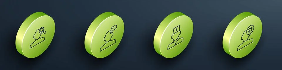 Set Isometric line Finding a problem in psychology, Online psychological Illustrazione stock