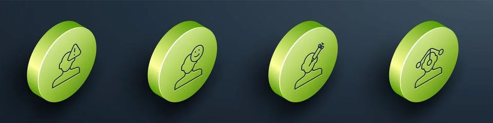 Set Isometric line Finding a problem in psychology, Good mood, Addiction to.. Stock Illustration