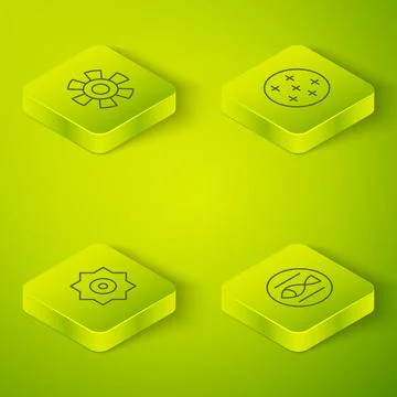 Set Isometric line Full moon, Falling star, Pisces zodiac and Sun icon. Vector Ilustração Stock