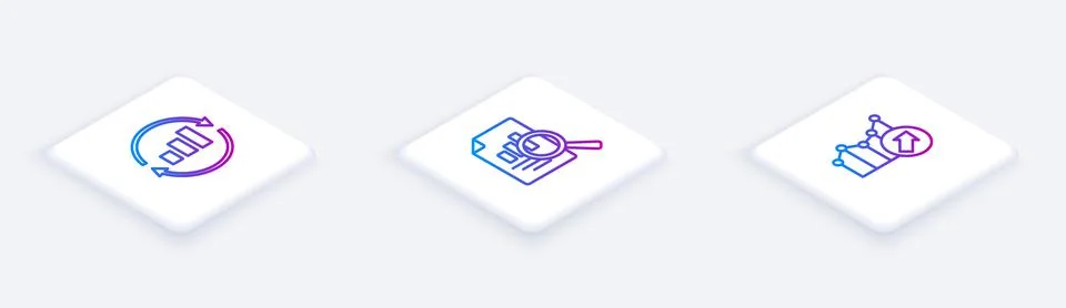 Set Isometric line Graph chart infographic, Document with and Financial growth 스톡 일러스트