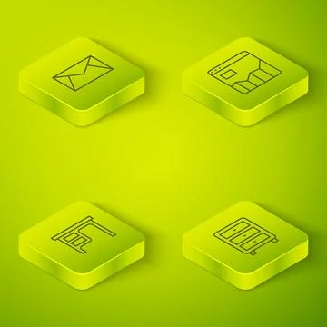 Set Isometric line Graph chart infographic, Office desk, Archive papers drawe Illustrazione stock