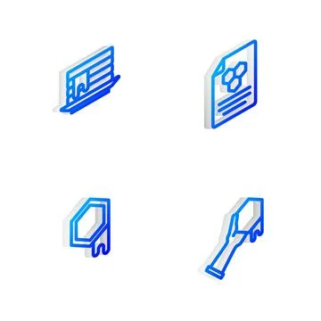Set Isometric line Honeycomb, Stack of pancakes,  and and hand icon. Vector Illustrazione stock