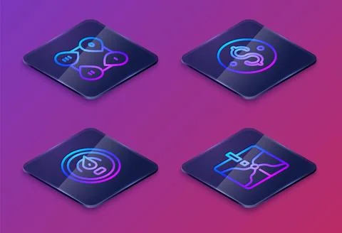 Set Isometric line Infographic element, Digital speed meter, Dollar symbol .. Stock Illustration