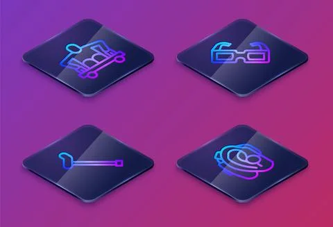 Set Isometric line Man without legs sitting wheelchair, Walking stick cane Stock Illustration