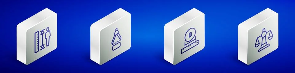 Set Isometric line Measuring height body, Drawing compass, Diameter and Sca.. Stock Illustration