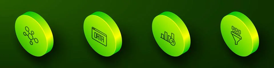 Set Isometric line Mind map infographic, Data analysis, Financial growth and Stock Illustration